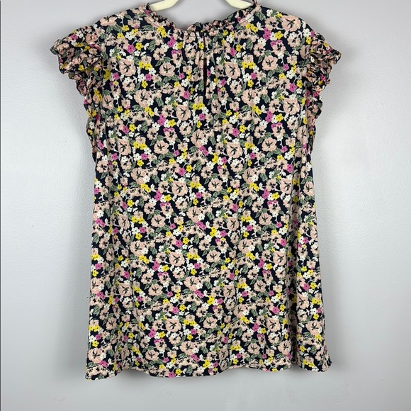 Lane Bryant Woven & Knit Ruffle Floral Multicoloured Cap Sleeve Top Size 20 - Picture 9 of 11